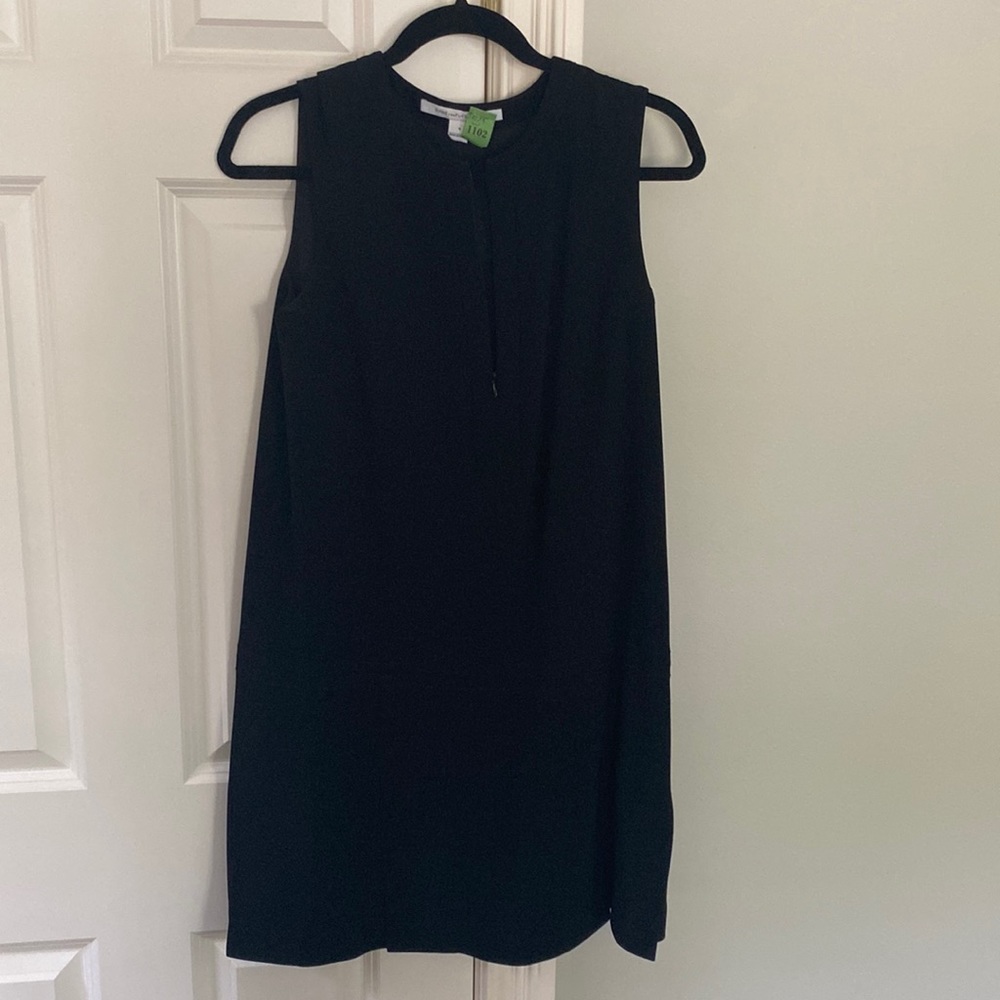 Diane vonFurstenberg black pleated drop waist dress